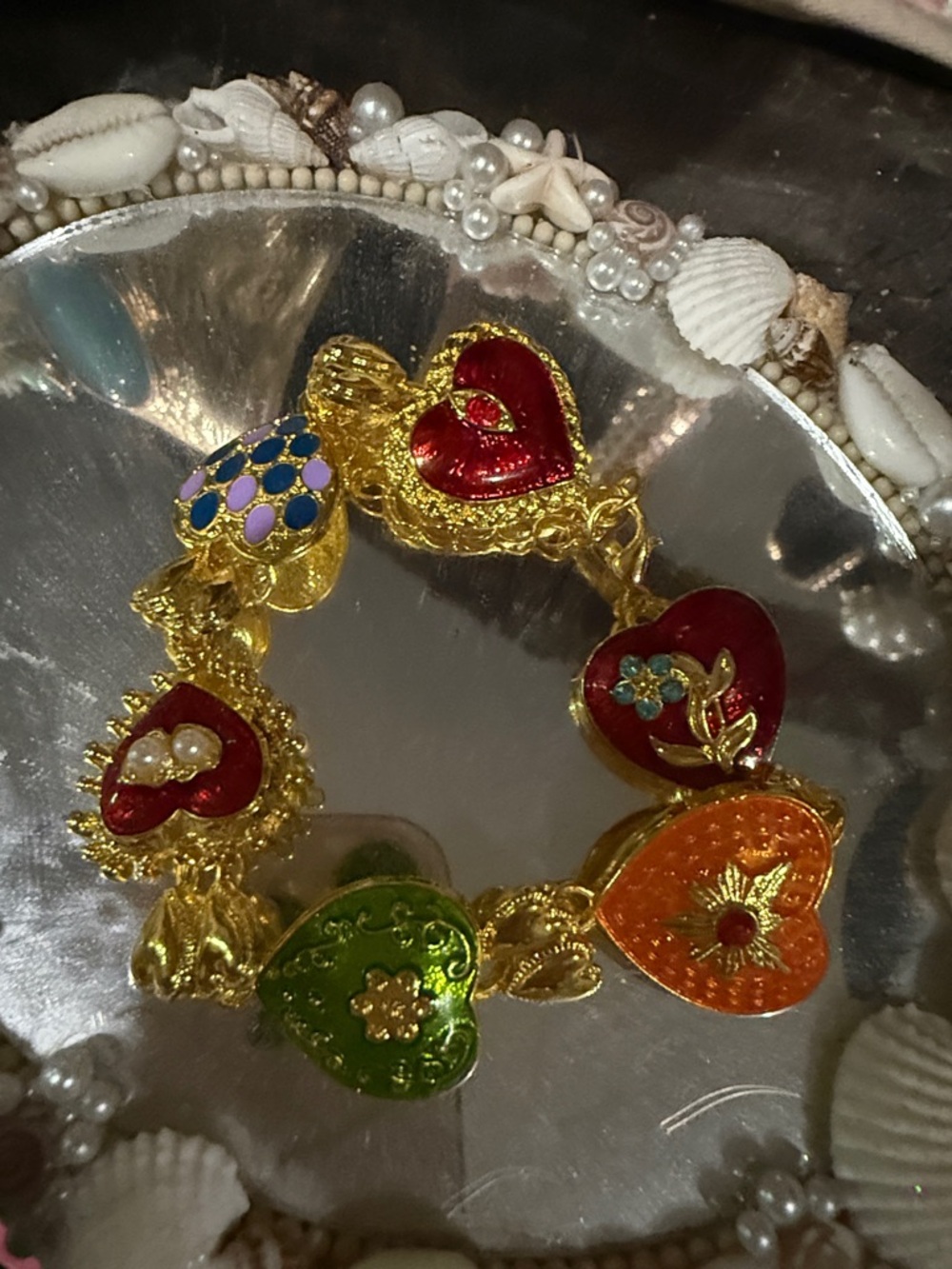 24k plated vintage style love charm bracelet adjustable size